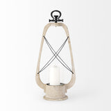 Mercana Zain II Large Brown Wooden Vintage Inspired Candle Holder Lantern