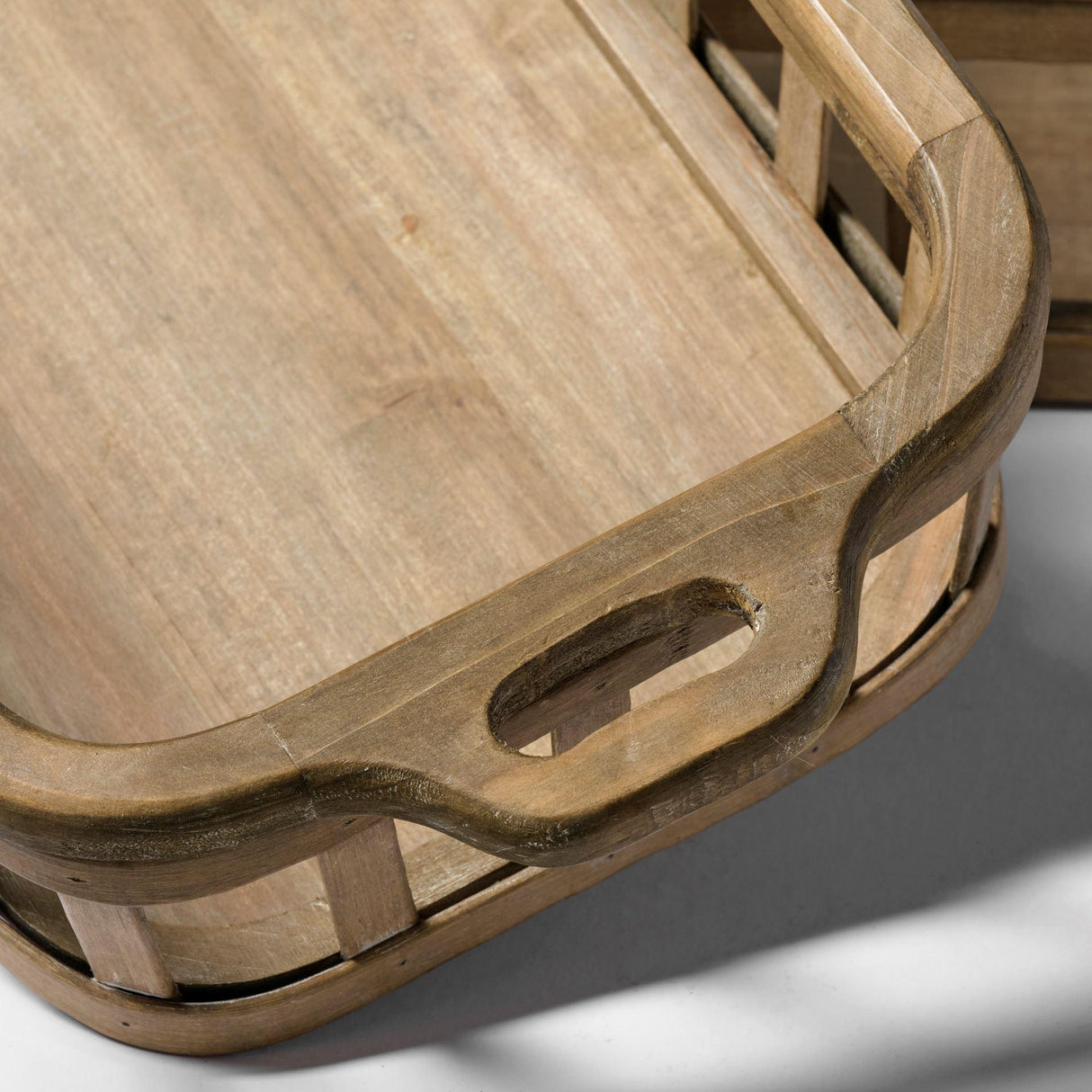 Mercana Louis Set of 2 Natural Wood Slated Nesting Trays