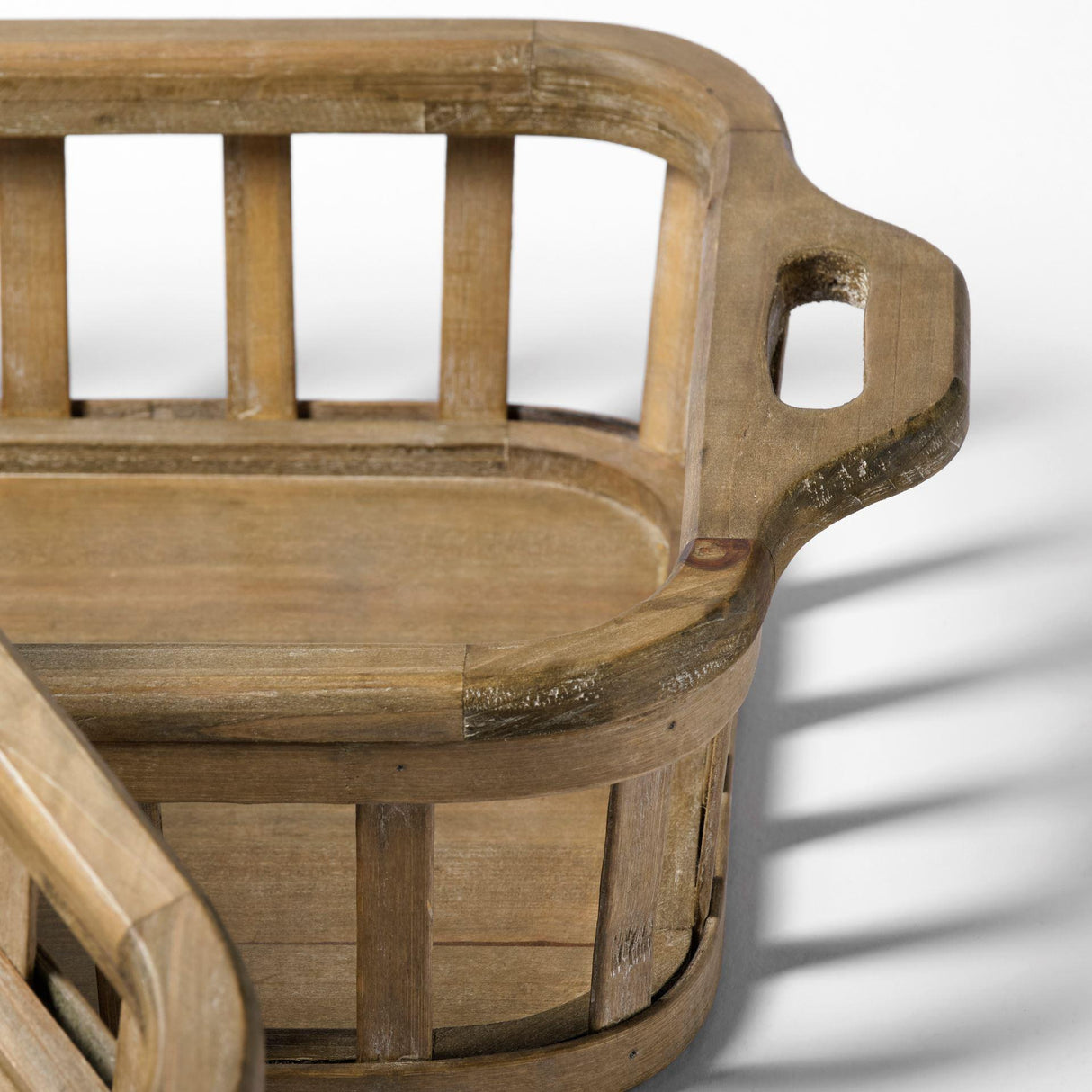 Mercana Louis Set of 2 Natural Wood Slated Nesting Trays