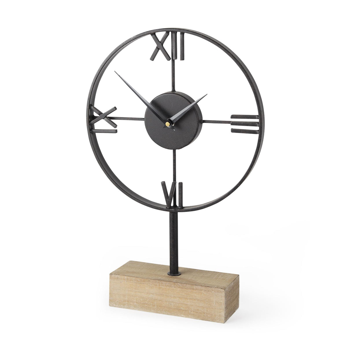 Mercana Oris Black Metal/Wood Open Frame Table Clock