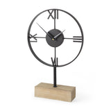 Mercana Oris Black Metal/Wood Open Frame Table Clock