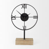 Mercana Oris Black Metal/Wood Open Frame Table Clock