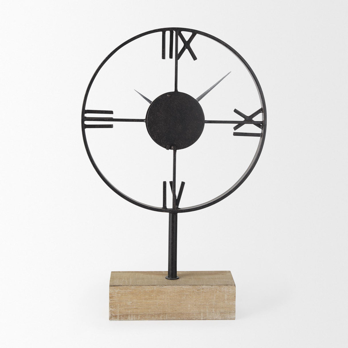 Mercana Oris Black Metal/Wood Open Frame Table Clock
