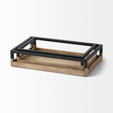Mercana Ross Set of 2 Natural Wood W/ Black Metal Nesting Trays