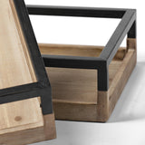 Mercana Ross Set of 2 Natural Wood W/ Black Metal Nesting Trays