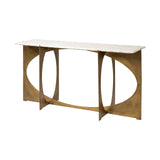 Mercana Reinhold IV 59L x 16W White Marble Top Gold Metal Base Console Table