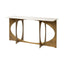 Mercana Reinhold IV 59L x 16W White Marble Top Gold Metal Base Console Table