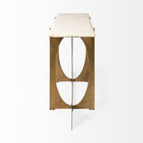 Mercana Reinhold IV 59L x 16W White Marble Top Gold Metal Base Console Table