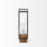 Mercana Orionis Large Wood w/ Black Metal Lantern Candle Holder