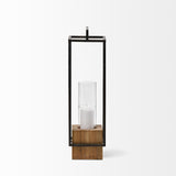 Mercana Orionis Large Wood w/ Black Metal Lantern Candle Holder