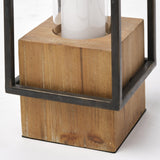 Mercana Orionis Large Wood w/ Black Metal Lantern Candle Holder