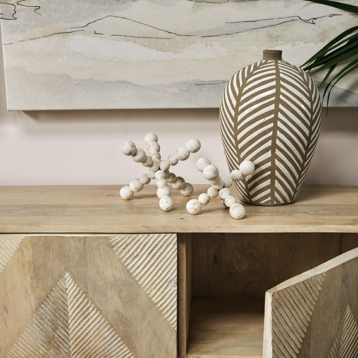 Mercana Carrollton I (Small) 7L x 7W Off-White Geometric Wood Ball Jack