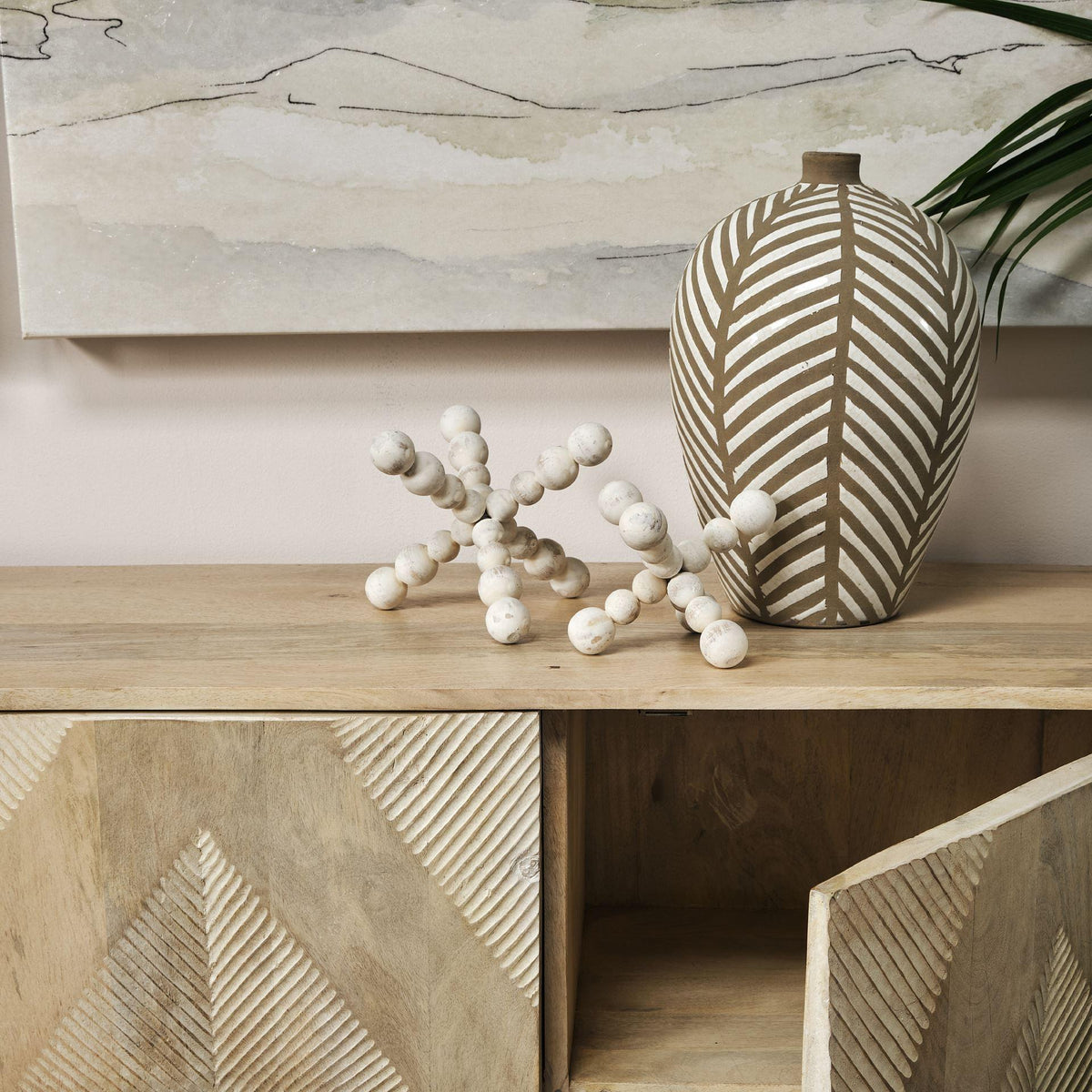 Mercana Carrollton II (Large) 9L x 9W Off-White Geometric Wood Ball Jack
