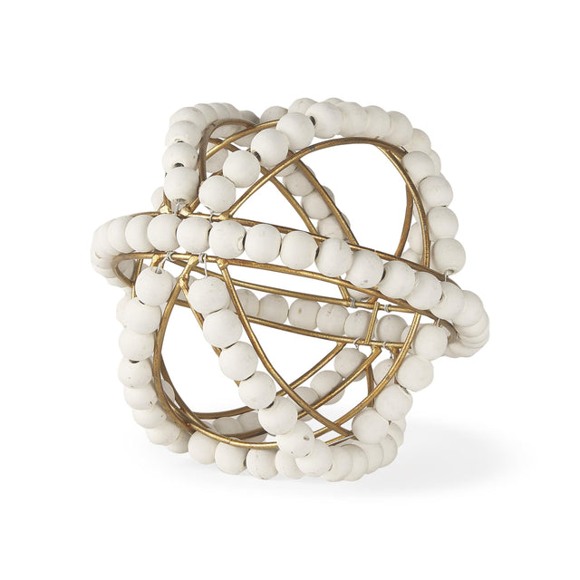 Mercana Espanlade I Small 9L x 9W White Wooden Beaded Orb