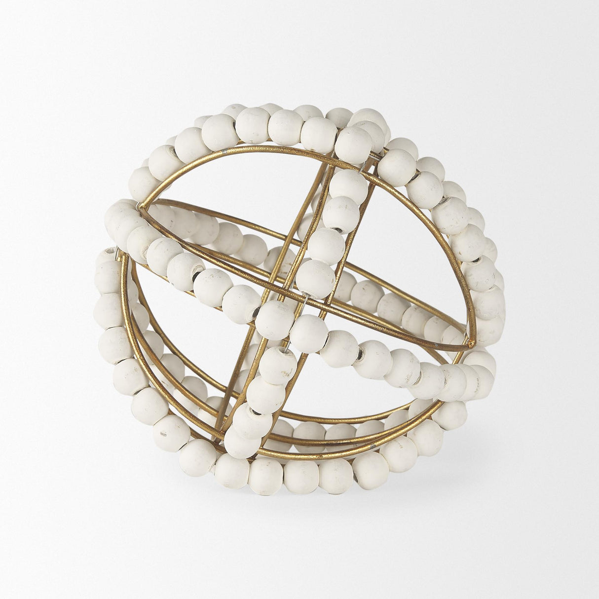 Mercana Espanlade I Small 9L x 9W White Wooden Beaded Orb