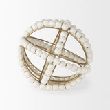Mercana Espanlade I Small 9L x 9W White Wooden Beaded Orb