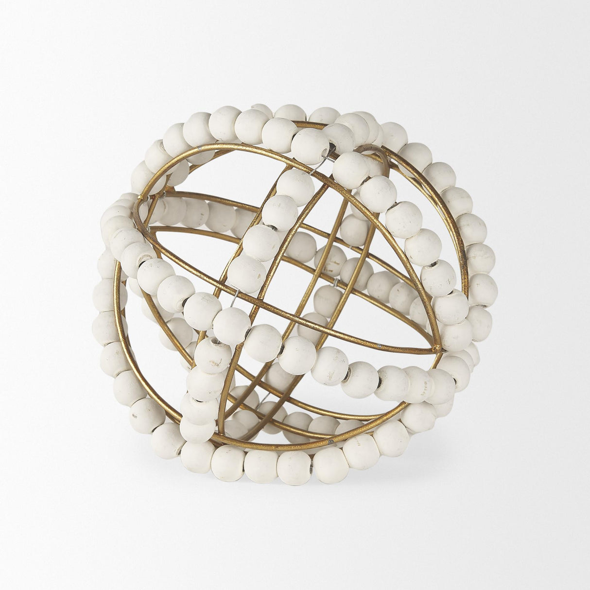 Mercana Espanlade I Small 9L x 9W White Wooden Beaded Orb
