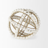 Mercana Espanlade I Small 9L x 9W White Wooden Beaded Orb