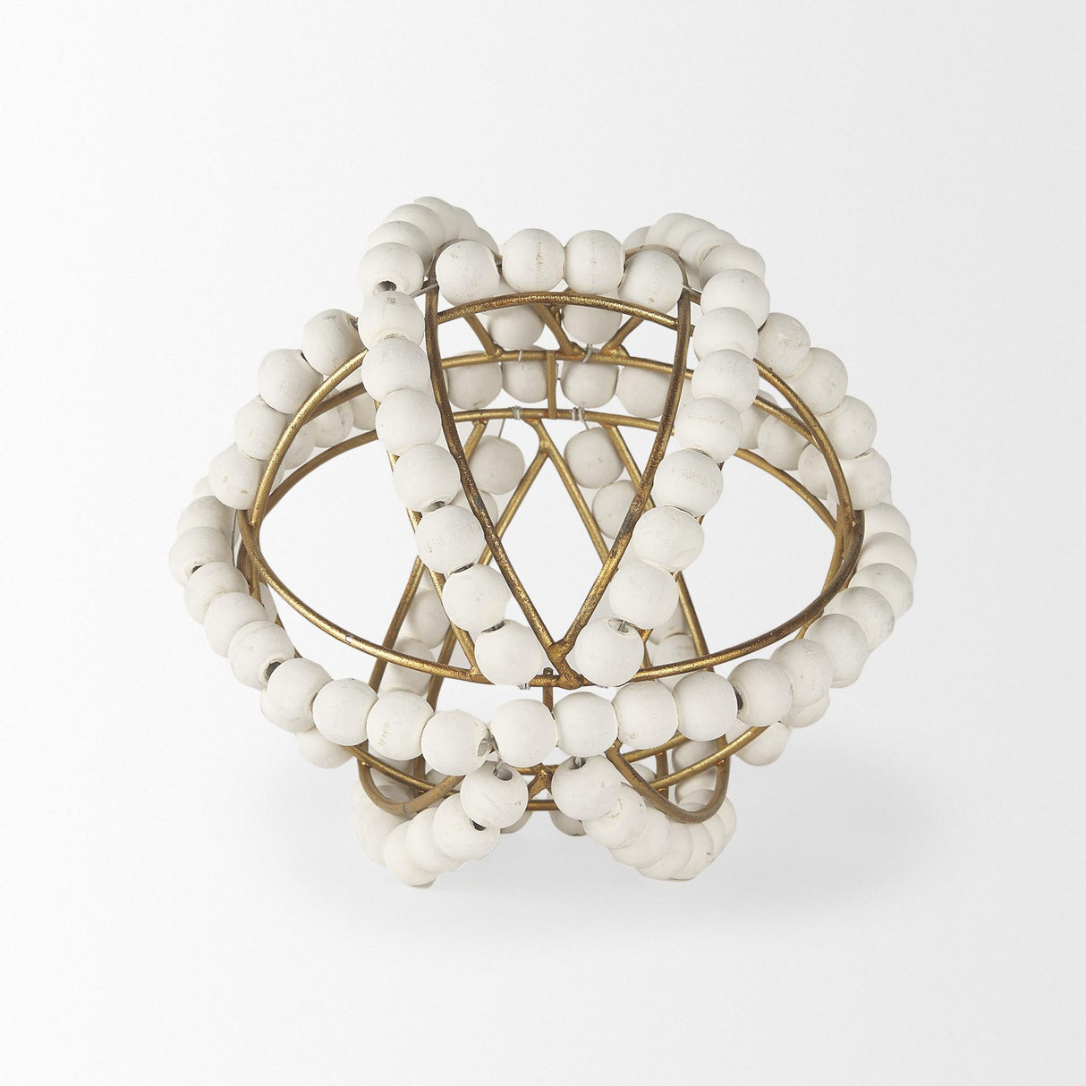 Mercana Espanlade I Small 9L x 9W White Wooden Beaded Orb