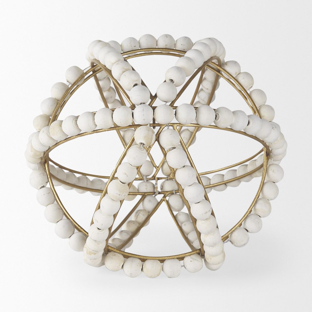 Mercana Espanlade II Large 11L x 11W White Wooden Beaded Orb