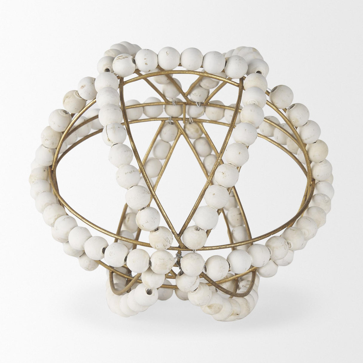 Mercana Espanlade II Large 11L x 11W White Wooden Beaded Orb