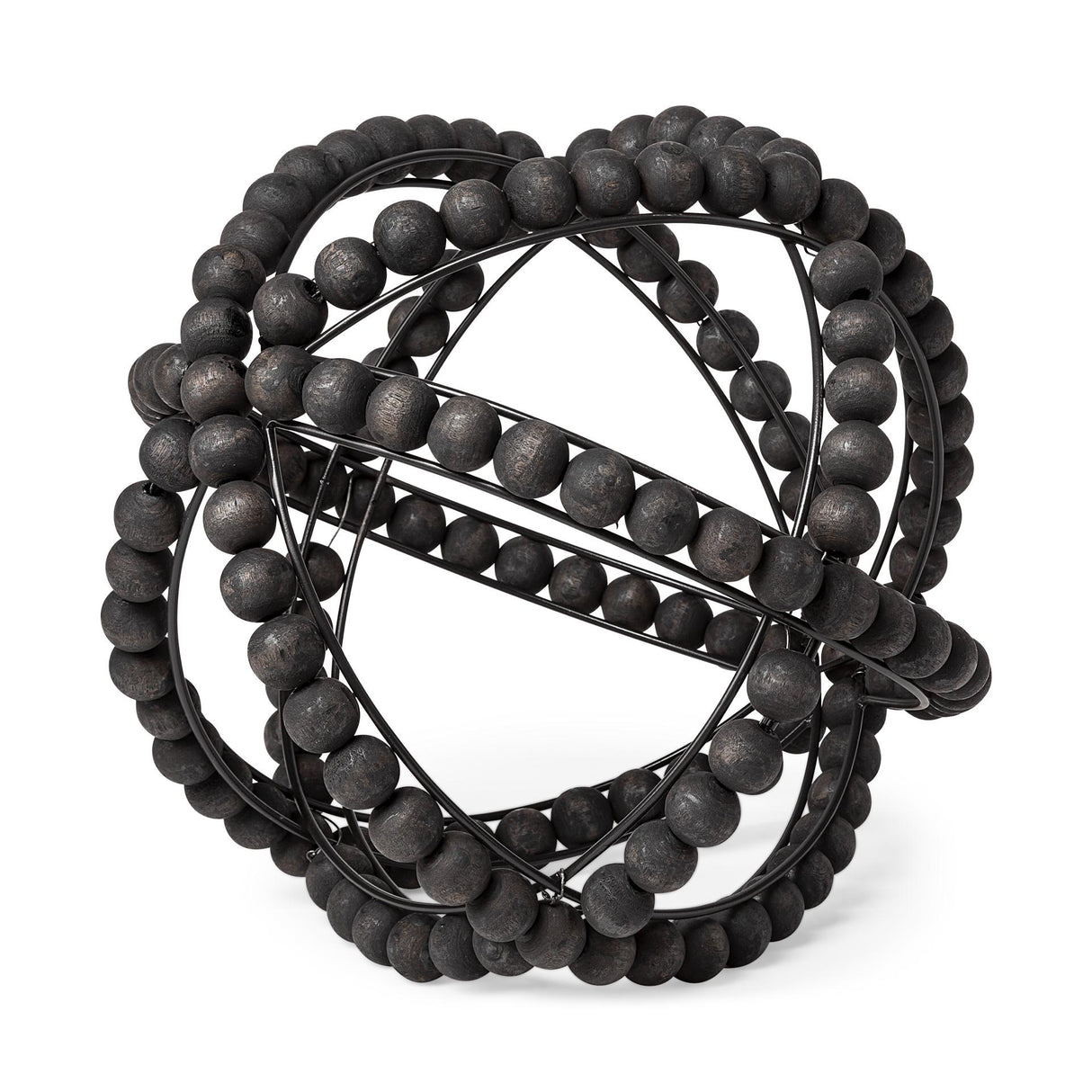 Mercana Earnhardt II Large 11L x 11W Black Wooden Beaded Orb