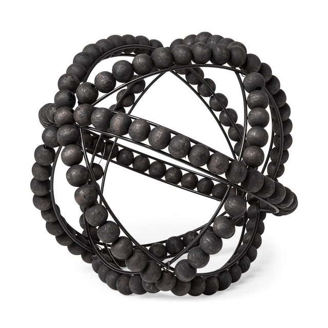 Mercana Earnhardt II Large 11L x 11W Black Wooden Beaded Orb