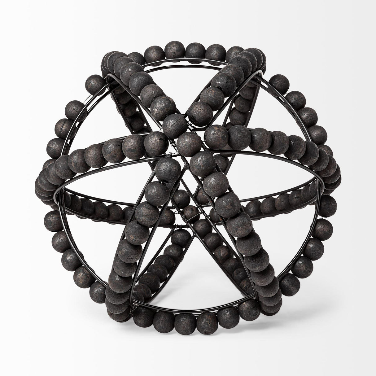 Mercana Earnhardt II Large 11L x 11W Black Wooden Beaded Orb
