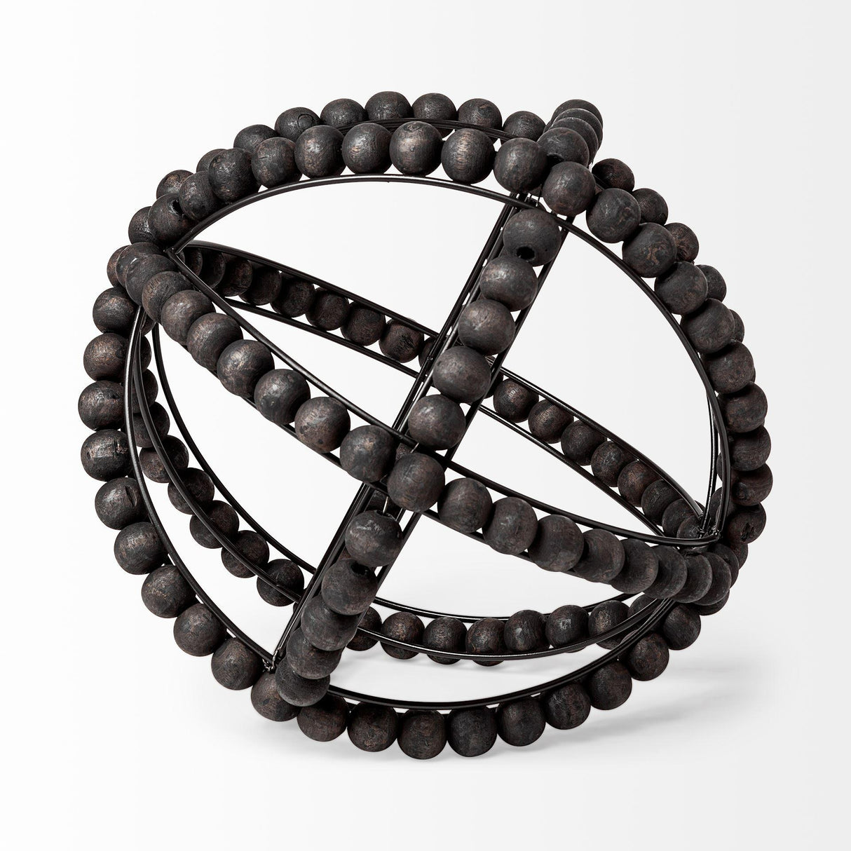 Mercana Earnhardt II Large 11L x 11W Black Wooden Beaded Orb