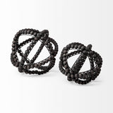 Mercana Earnhardt II Large 11L x 11W Black Wooden Beaded Orb