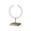 Mercana Pontchartrain I (Small) 9L x 5W White Beaded Broken Sphere Decorative Object W/ Gold Base