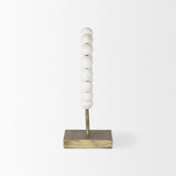 Mercana Pontchartrain I (Small) 9L x 5W White Beaded Broken Sphere Decorative Object W/ Gold Base