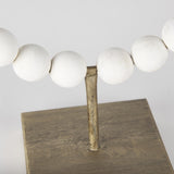 Mercana Pontchartrain I (Small) 9L x 5W White Beaded Broken Sphere Decorative Object W/ Gold Base