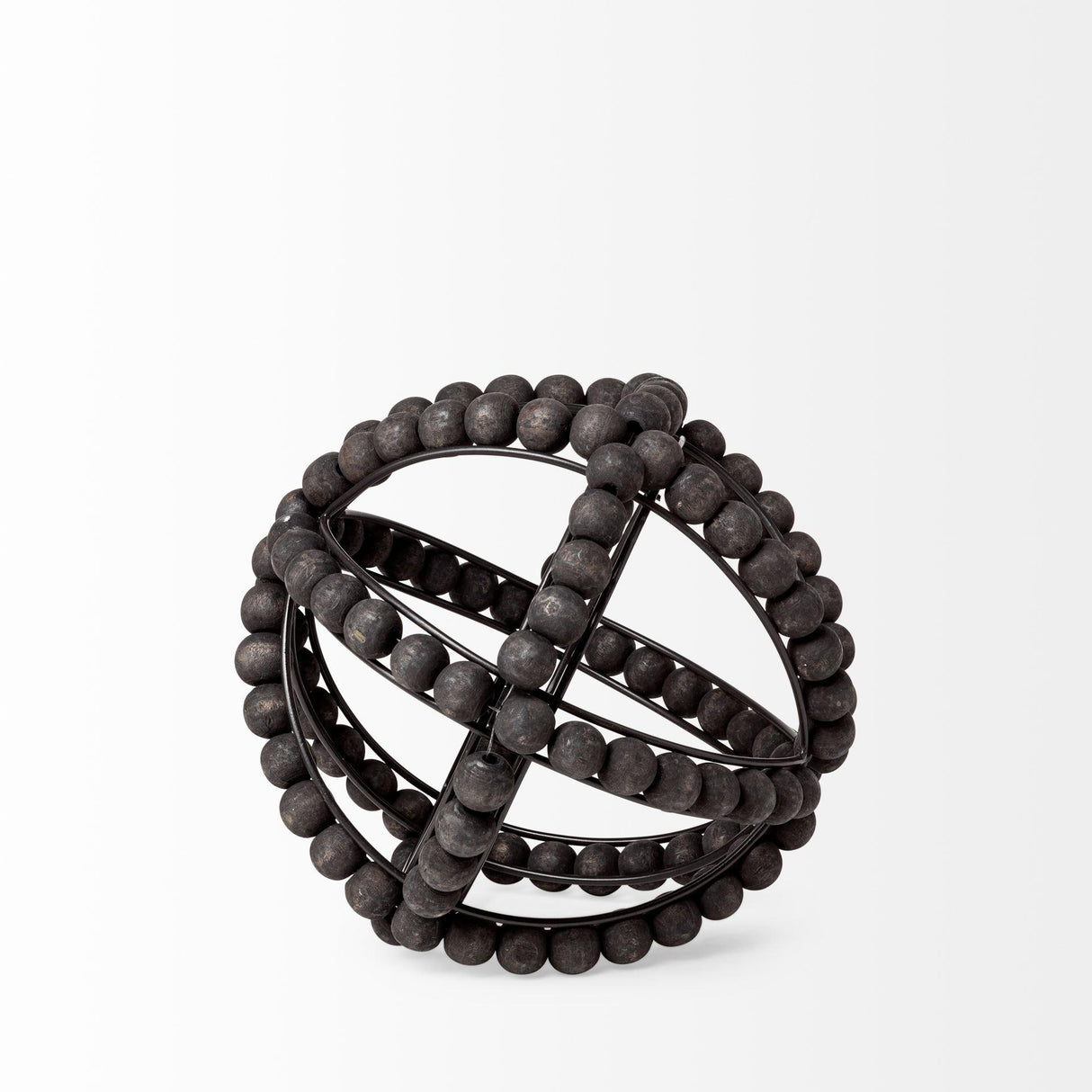 Mercana Earnhardt I Small 9L x 9W Black Wooden Beaded Orb