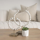 Mercana Pontchartrain II (Large) 11L x 6W White Beaded Broken Sphere Decorative Object W/ Gold Base