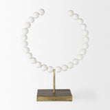 Mercana Pontchartrain II (Large) 11L x 6W White Beaded Broken Sphere Decorative Object W/ Gold Base