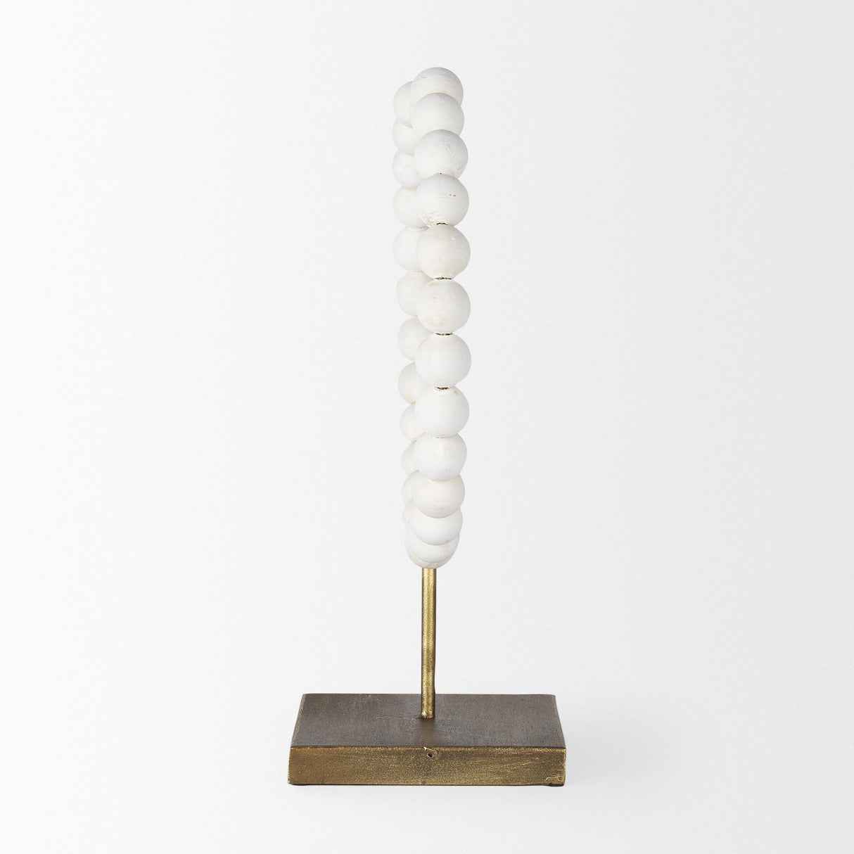 Mercana Pontchartrain II (Large) 11L x 6W White Beaded Broken Sphere Decorative Object W/ Gold Base