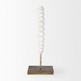 Mercana Pontchartrain II (Large) 11L x 6W White Beaded Broken Sphere Decorative Object W/ Gold Base