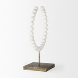 Mercana Pontchartrain II (Large) 11L x 6W White Beaded Broken Sphere Decorative Object W/ Gold Base