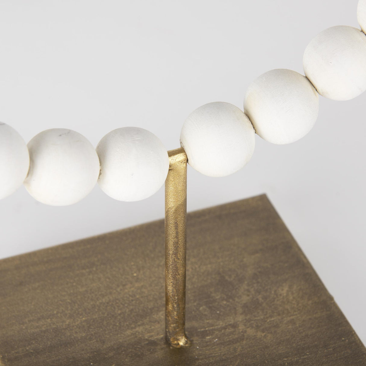 Mercana Pontchartrain II (Large) 11L x 6W White Beaded Broken Sphere Decorative Object W/ Gold Base