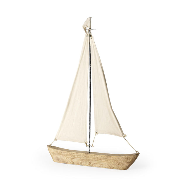 Mercana Tartane Large 22L x 2W Brown/Cream Nautical Inspired Sailboat