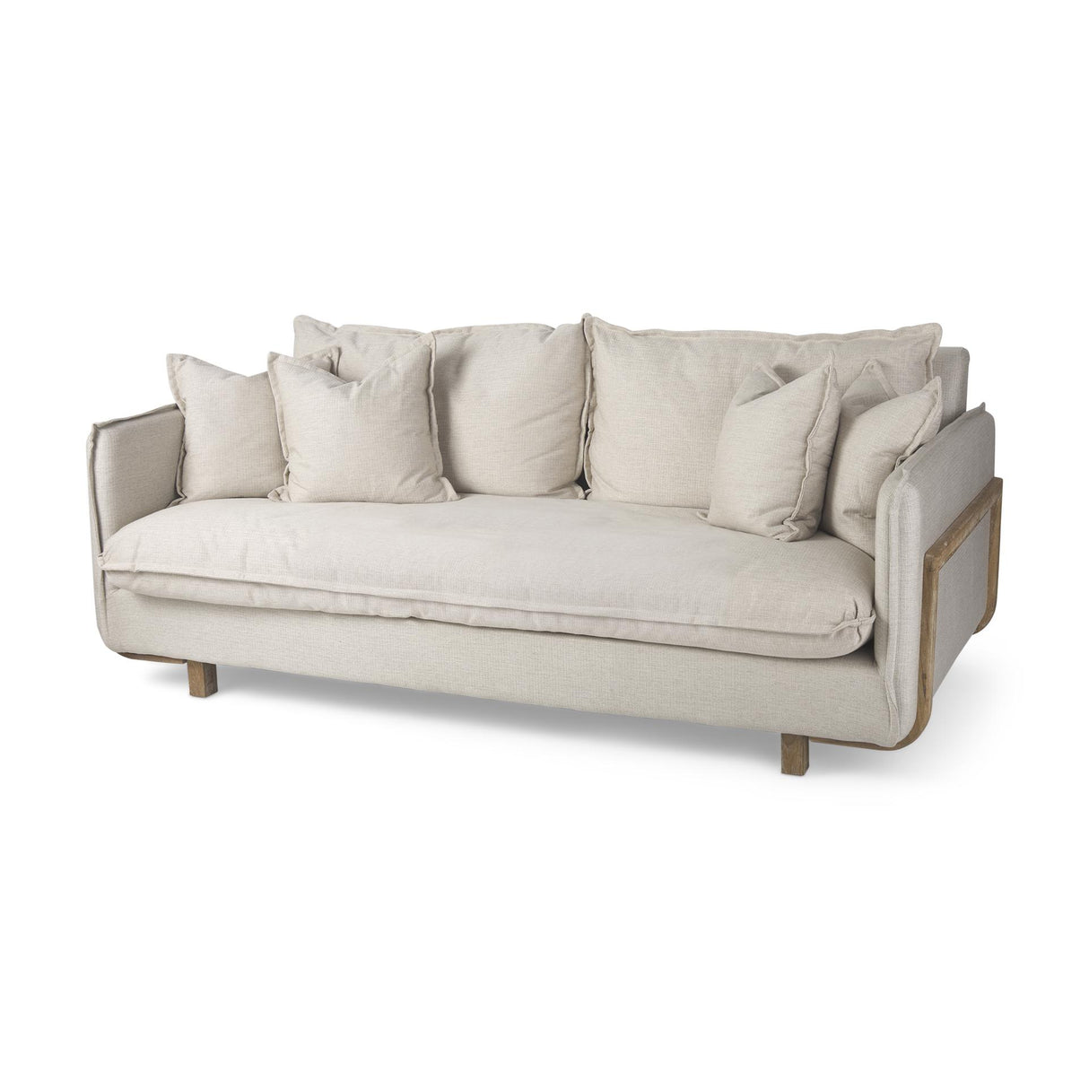 Mercana Roy I 84" Beige Upholstered Three Seater Sofa