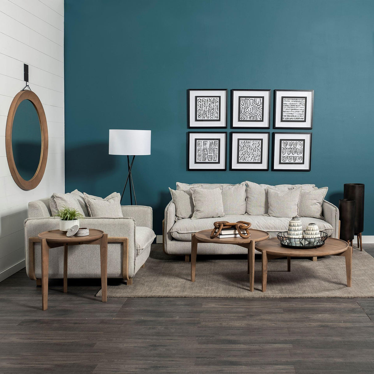 Mercana Roy I 84" Frost Gray Upholstered Three Seater Sofa