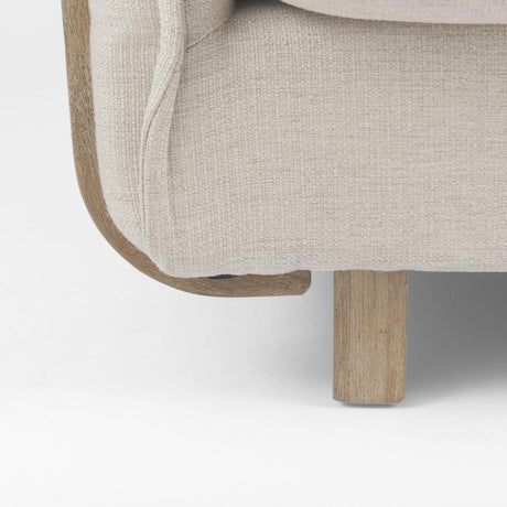 Mercana Roy II Beige Upholstered and Brown Wood Frame Arm Chair
