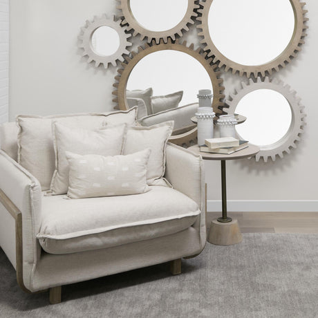 Mercana Roy II Beige Upholstered and Brown Wood Frame Arm Chair