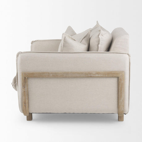 Mercana Roy II Beige Upholstered and Brown Wood Frame Arm Chair