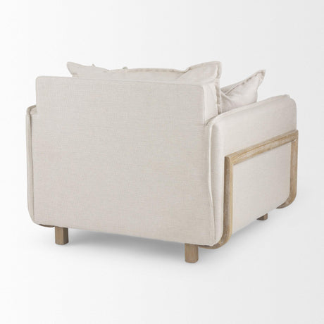 Mercana Roy II Beige Upholstered and Brown Wood Frame Arm Chair