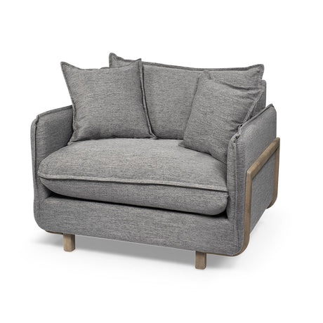 Mercana Roy II Castlerock Gray Upholstered and Brown Wood Frame Arm Chair