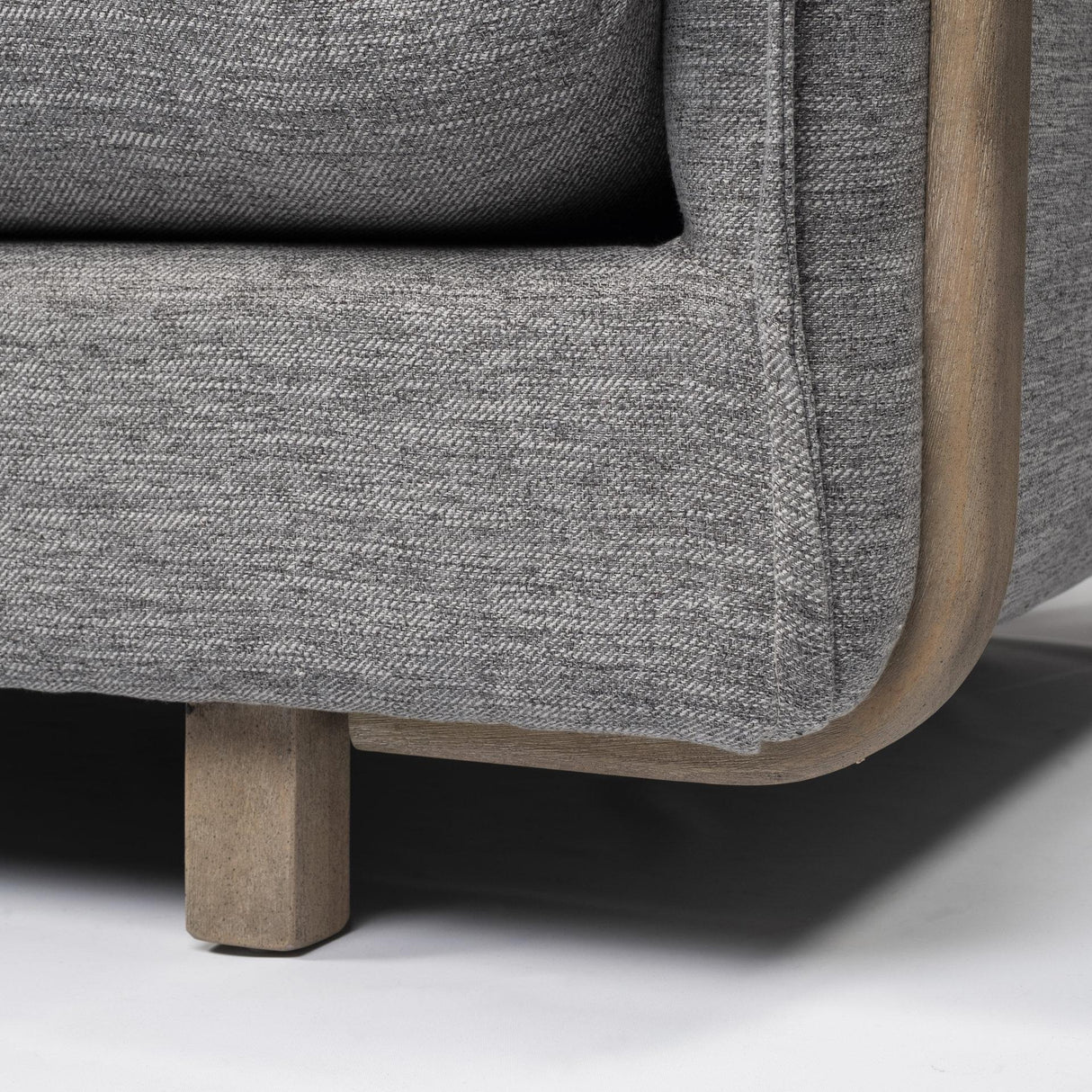 Mercana Roy II Castlerock Gray Upholstered and Brown Wood Frame Arm Chair