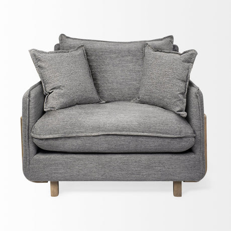 Mercana Roy II Castlerock Gray Upholstered and Brown Wood Frame Arm Chair